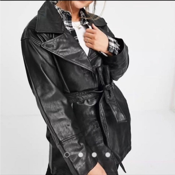 ASOS Leather 90s Style Jacket - Picture 1 of 5